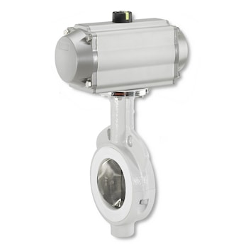 Дисковый поворотный затвор из металла с пневмоприводом GEMU 491